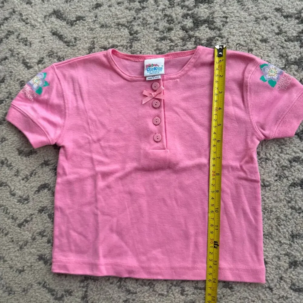 Vtg Pink OshKosh B'gosh Henley Tshirt Made in USA 2T